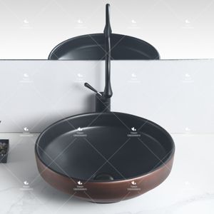 Lavabo de Cerámica Redondo Personalizado Yeson, Lavabo Artístico para Baño, Montado Sobre Encimera, Fácil de Limpiar, Hecho a Mano - Product Image 2