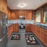 Print Washable Kitchen Rugs Set 2 Piece Rugs Runner Set Waterproof Kitchen Floor Door Mat Non-Slip Kitchen Mats for Home