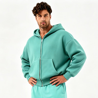Vente en gros Sweat à capuche zippé oversize ample en coton-polyester épais brodé pour homme
