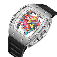 Reloj de Hombre al por Mayor, Forma de Barril, Esfera Grande, Movimiento de Cuarzo, Correa de Goma Suave, Pantalla Luminosa, Estilo Casual Urbano