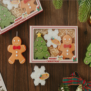 <b>Set</b> of 3 Cute Christmas Tree Gingerbread Man Snowflake Scented Aroma <b>Candles</b> in <b>Gift</b> Box for Home Decoration - Product Image 5