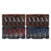 Kit de réparation de filetages métriques et impériaux en acier de qualité supérieure, 131 pièces, avec inserts et tarauds autotaraudeurs, forets, tailles métriques, coffret à outils en plastique