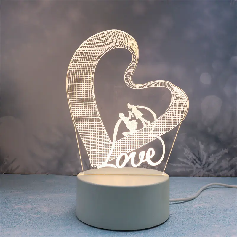 Cheap 3D Illusion Lamp for Valentine's Day Lamps Room Bedside 3d Creative Led Acrylic Night Light Portable Desk Love Light Lamp
