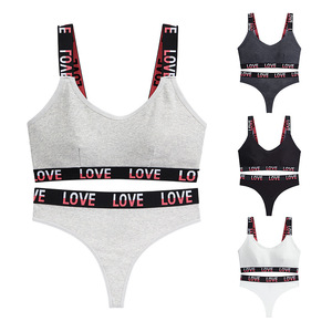 Airtamay Set Sportivo da Donna <span class=keywords><strong>2</strong></span> Pezzi, <span class=keywords><strong>Reggiseno</strong></span> Push-Up e Perizoma con Coppe Senza Ferretto in Cotone <span class=keywords><strong>a</strong></span> Coste per Yoga e Fitness - Product Image 2