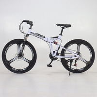 Vélo de montagne pliable King Kong 26 pouces avec cadre en acier au carbone, vitesse variable, double frein à disque, fourche à suspension, double amortisseur