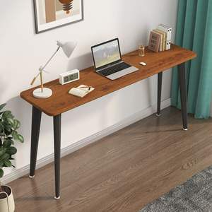 Escritorio para computadora, mesa de trabajo rectangular de madera maciza para oficina, mesa de estudio para el hogar con patas negras, 120 cm de longitud, diseño sencillo - Product Image 1
