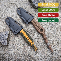 Couteau de survie Baiyuheng artisanal, entièrement gainé de paracorde, lame fixe, outil EDC pour le camping, le bushcraft et les activités sportives de plein air