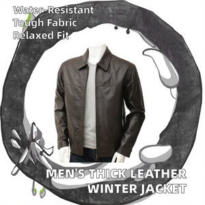 Veste de moto coupe-vent d'hiver en cuir denim pour hommes avec fermeture éclair coupe carrée décontractée pour l'extérieur manteau épais à la mode traitement teint - Product Image 2