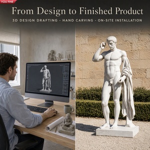 Statua di Atleta Greco in Marmo Bianco Intagliata a Mano YOUFINE, Figura Maschile Classica in Posa Contrapposta per Arredamento Costiero - Product Image 3
