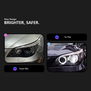 Feux avant pour <span class=keywords><strong>BMW</strong></span> E60 Série 5 2003-2010, ensemble <span class=keywords><strong>de</strong></span> phares LED, mise à niveau Angel Eyes DRL, projecteur Bi-LED, feux <span class=keywords><strong>de</strong></span> croisement - Product Image 3