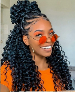 Perruque brésilienne <span class=keywords><strong>Jennifer</strong></span>, frontale, brun clair, densité 130 %, sans colle, longue, bouclée, ondulée, style afro, tresses cornrow, torsades, box braids - Product Image 4