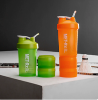 Bouteille de shaker à protéines en plastique écologique de grande capacité 500 ml, personnalisable, résistante à la corrosion, portable, compatible lave-vaisselle