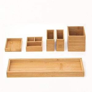 Multi-Functional Space Saver Bamboo Desk Organizer Office Organizer Bamboo Bathroom Organizer <b>Storage</b> for Small Items - Product Image 1