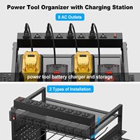 Nouvelle Arrivée Moderne 8 Prise Multiprise Réglable Garage Utilitaire Étagère À Outils Station De Recharge Perceuse Noire Support De Batterie Puissance