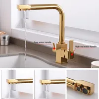 Robinet de cuisine 3 voies avec filtre purificateur d'eau, mitigeur chaud/froid avec fonction de filtration, fourniture directe usine, logo personnalisé