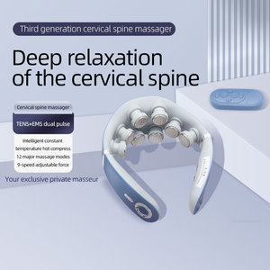 Calefacción de cuello inteligente 8D <span class=keywords><strong>TENS</strong></span> calefacción masaje cervical azul masajeador de cuello eléctrico inalámbrico recargable - Product Image 4