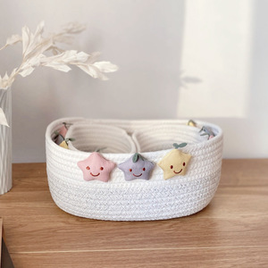 Woven cotton thread drawer organizer, cosmetic storage box, storage basket, <b>bedside</b> <b>table</b>, entryway key storage basket, cotton - Product Image 2