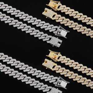 18k गोल्ड प्लेटेड स्टेनलेस स्टील ज़िरकॉन क्लासिक क्यूबन हार पुरुषों लॉबस्टर क्लैंप भारी हिप हॉप 15 मिमी लिंक चेन रैपर्स - Product Image 5