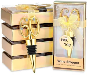 Cadeaux d'anniversaire personnalisés pour le 60e anniversaire Bouchons de vin en alliage de zinc Party Favor et Souvenirs Bouchon de bouteille de vin en métal