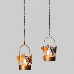 Nuevo diseñador Golden Butterfly Lantern colgante decorativo soporte de luz de té para Diwali decoración del hogar - Product Image 1
