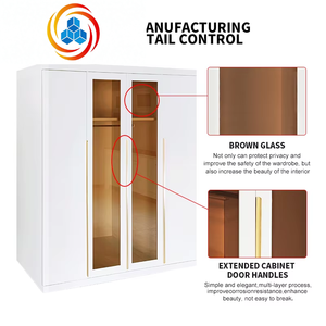 Wholesale Glass Door <b>Wardrobe</b> Design 4 Door Modern Metal Metallic Closet <b>Wardrobe</b> Steel <b>Wardrobes</b> for Clothes Lemari Pakaian - Product Image 3