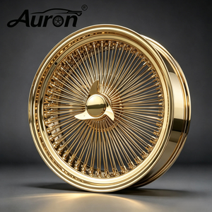 Rueda de Aleación de Aluminio Auron 5.5x17, Diseño de Malla Negra Brillante, Fundida en una Sola Pieza, para Modificación de Automóviles de Pasajeros, Ruedas Doradas Forjadas - Product Image 1