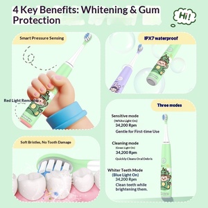 Cepillo de <span class=keywords><strong>Dientes</strong></span> Eléctrico Inteligente para Niños con Control de Presión, Cerdas Suaves, Protección Envolvente de Silicona, Impermeable - Product Image 3