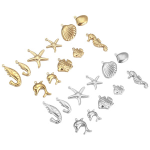 Pendentifs en acier inoxydable sur le thème de l'océan, plaqués or et argent, pour la création de bijoux DIY, breloques en forme d'animaux, design ajouré - Product Image 5