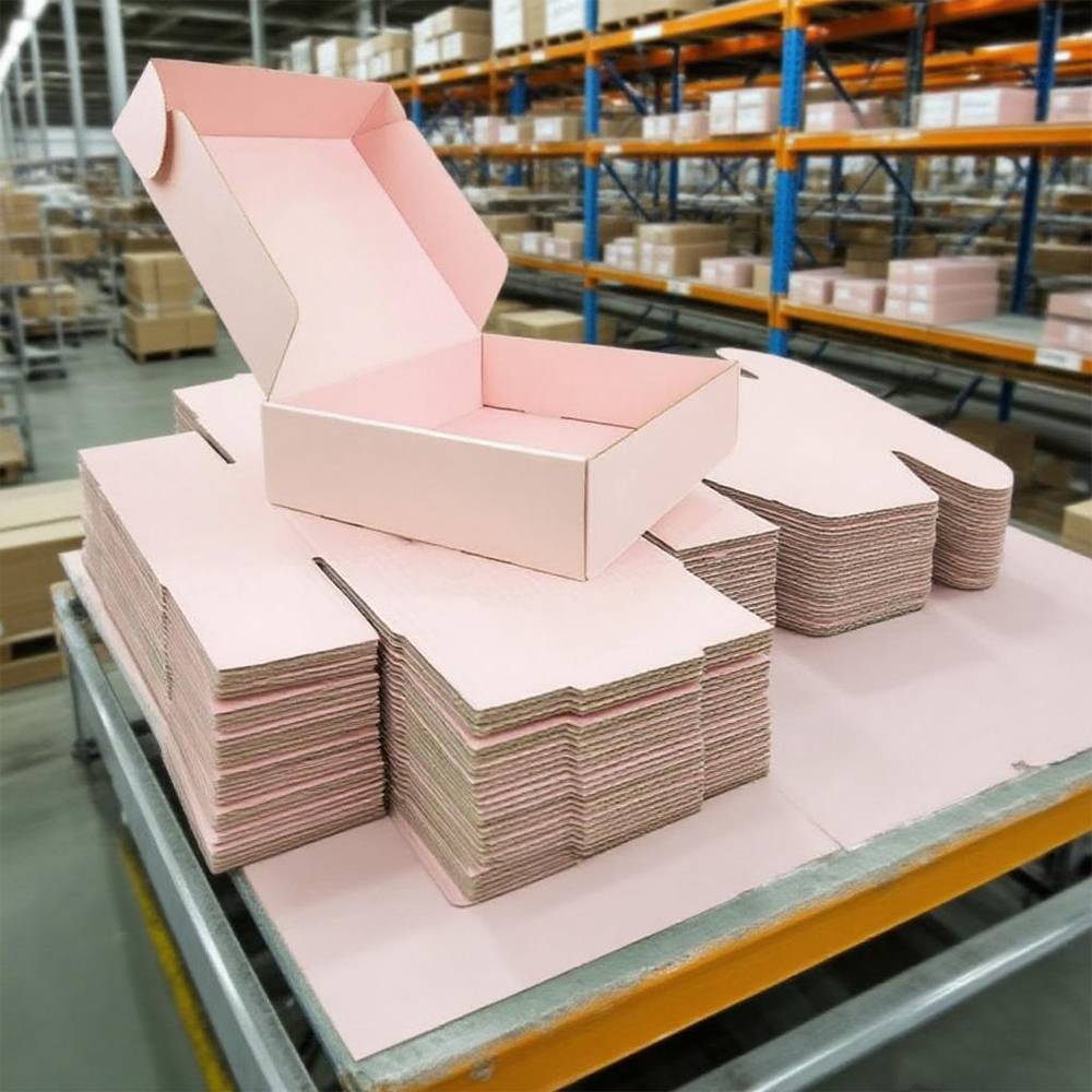 OEM Supplier Pink Cosmetic Shipping Box E-commerce Packaging Box Factory Custom LOGO Corrugated Cosmetic Gift Mailer Box
