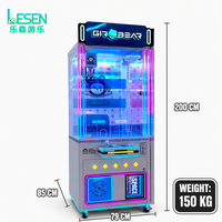 Máquina de garras comercial Corbear de gran tamaño, totalmente transparente, operada con monedas, de alta rentabilidad para centros comerciales