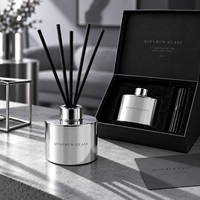 Conteneur vide en verre cylindrique argenté pour parfum d'ambiance, avec collier assorti, pour l'affichage d'arômes modernes au bureau