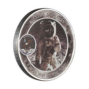 Apollo 11 <span class=keywords><strong>Moon</strong></span> Landing Pièce commémorative Premier homme Motif Challenge Coin US Argent Plaqué Métal Souvenir De <span class=keywords><strong>Mission</strong></span> - Product Image 5