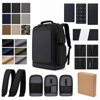 Sac à dos noir minimaliste et élégant à chargement solaire, grande capacité, avec poche latérale intégrée sur le panneau avant, idéal pour le travail et les voyages