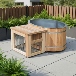 Baignoire autoportante en bois pour bain froid, utilisable en intérieur et en extérieur, tout-en-un. - Product Image 1