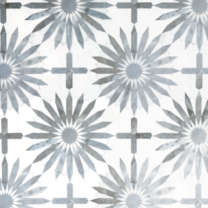 Mosaïque Stella Waterjet en marbre blanc Arcadia et <span class=keywords><strong>bleu</strong></span> Devonshire, finition polie, pour salle de bain et <span class=keywords><strong>douche</strong></span> - Product Image 1
