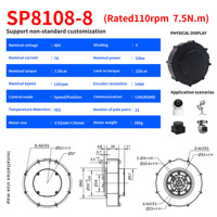RG SP8108-8 High-Torque 24V/48V Micro DC Brushless Motor Driver 8 Scale Robot Arm Radar Gimbal Joint Motor Smart Home Use Small