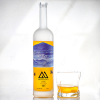 Bouteille en verre ronde de 500 ml, 700 ml, 750 ml, givrée, avec impression sur écran, rhum, whisky, gin, spiritueux, vodka