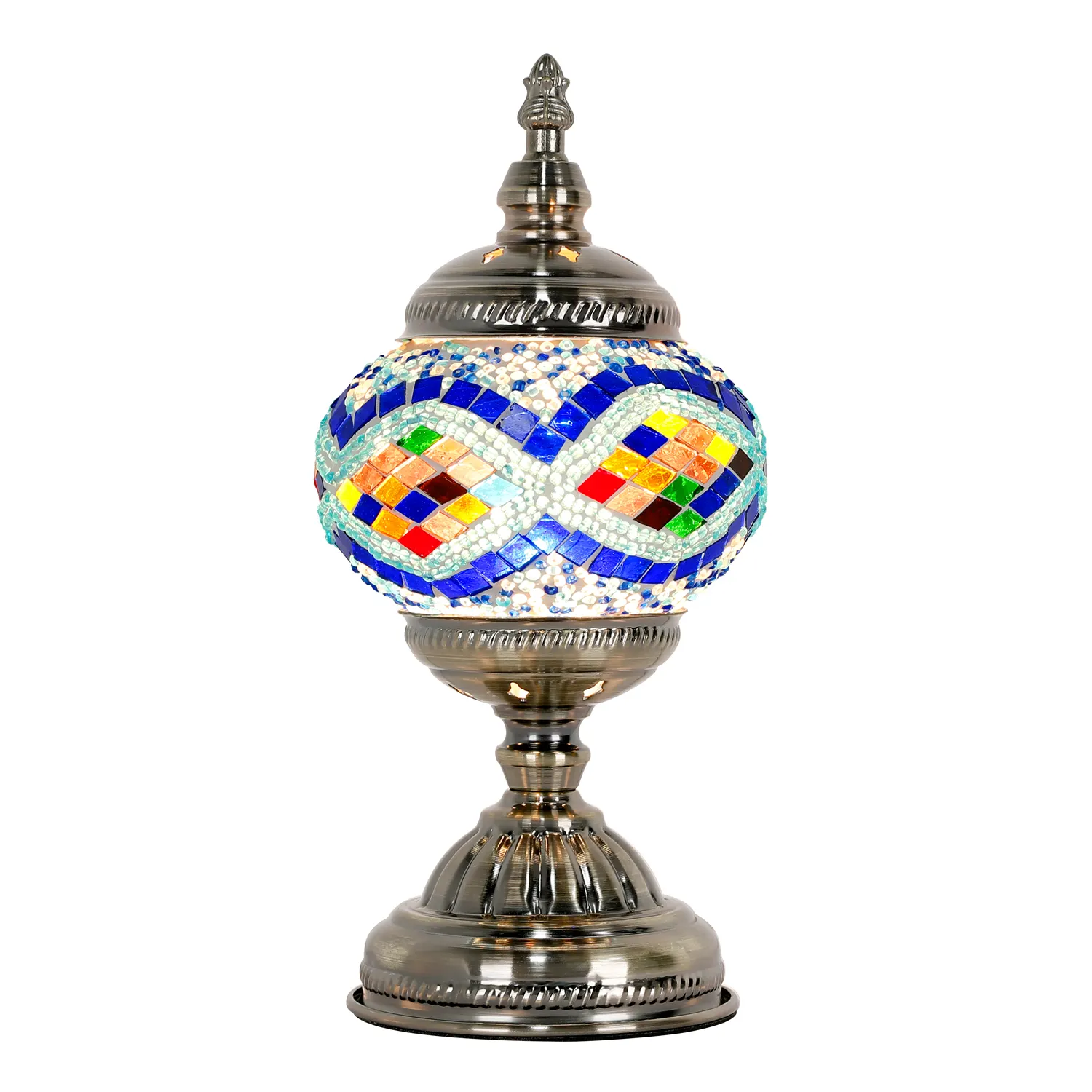 Evershinning – lampe de Table en mosaïque marocaine en verre fait à la main, lampe de chevet de bureau turque