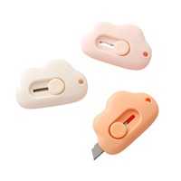 Mini couteau utilitaire automatique portable-Outil de coupe-papier en plastique pour l'ouverture du paquet et de l'enveloppe, outil de coupe de papier sûr