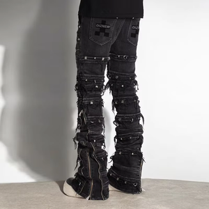 DiZNEW Homme Jeans <span class=keywords><strong>noir</strong></span> personnalisé 2026 Streetwear <span class=keywords><strong>Slim</strong></span> Fit Bootcut Jeans pour homme - Product Image 3