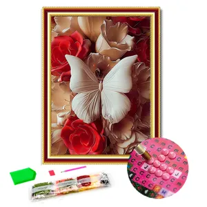 Groothandel Populaire Vlinders En Bloemen 5d Diy Diamond Painting Kits Kruissteek Kunst Ambacht Voor Huisdecoratie