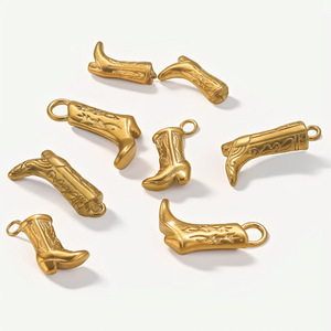 Enamel Western Cowboy <b>Boot</b> Charm | for SPC70-01 18K PVD Gold Stainless Steel Pendant DIY <b>Jewelry</b> Making | Waterproof - Product Image 2
