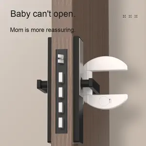 Butoir de <span class=keywords><strong>porte</strong></span> moderne en acier pour la vie individuelle Poignée anti-ouverture et antivol sans perçage <span class=keywords><strong>Bloc</strong></span> de <span class=keywords><strong>porte</strong></span> avec verrouillage de sécurité pour enfants - Product Image 1