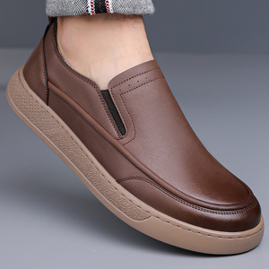 Mocassins pour hommes en PU à enfiler, semelle en caoutchouc, doublure en peluche, tendance mode toutes saisons - Product Image 2