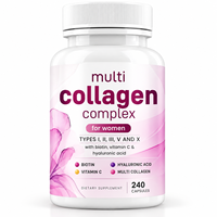 Capsules de complexe de peptides de collagène multi-sources absorbables avec collagène de types I, II, III, V et X pour la santé de la peau, des cheveux, des ongles et des articulations