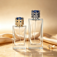 Flacons de parfum carrés en verre transparent 50ml/100ml vides avec pulvérisateur à pompe, boîte cadeau et impression sérigraphique