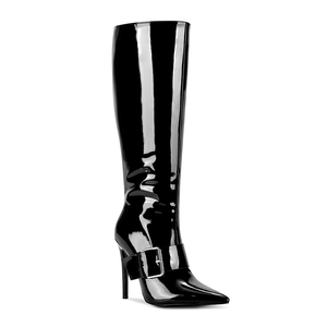 WETKISS <span class=keywords><strong>Bottes</strong></span> longues à talon aiguille noires sexy pour femmes, avec large ceinture à boucle à la cheville, style urbain, vente en gros 2026 - Product Image 1