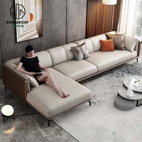 Mobilier italien moderne de luxe pour le salon et la chambre à coucher Canapé d'angle en cuir à 4 places