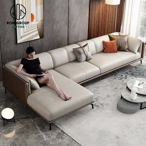 Lujo moderno diseño <span class=keywords><strong>italiano</strong></span> sala de estar dormitorio muebles de cuero 4 asientos sofá de esquina - Product Image 4