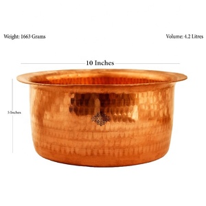 IndianArtVilla Puro Cobre Martillado Diseño Cocina Recipiente Olla-Utensilios de cocina y vajilla para el hogar Hotel y restaurante-4200 ML - Product Image 3